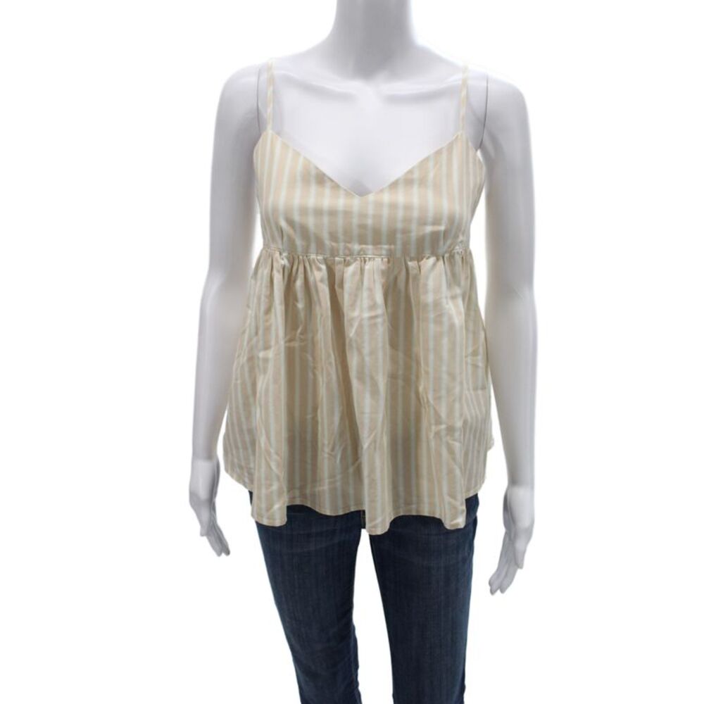 My Mum Made It Women Beige Striped V Neck Camisole Zip Size L